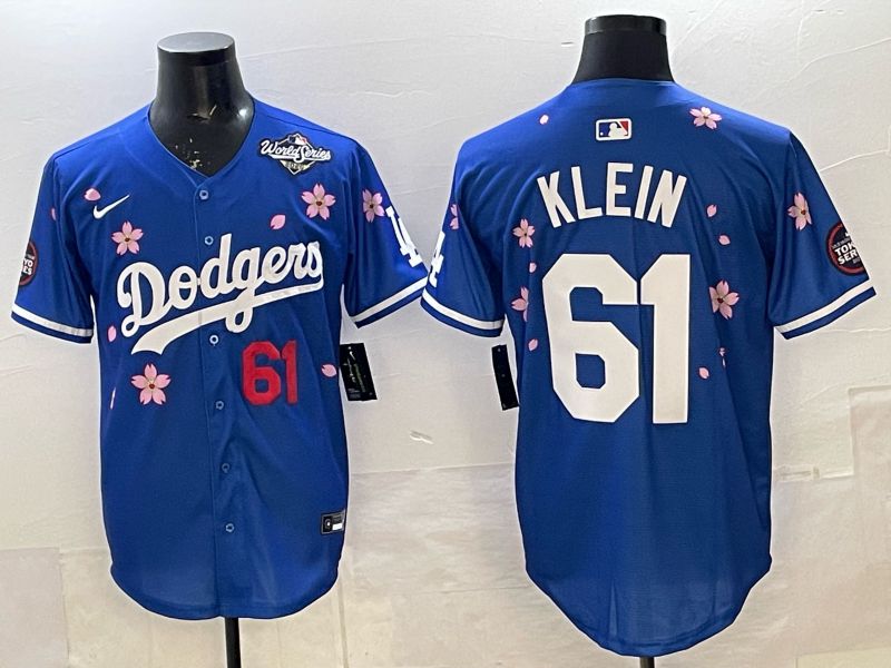 Men 2025 Nike Los Angeles Dodgers #61 Klein Blue Game MLB Jersey 06
